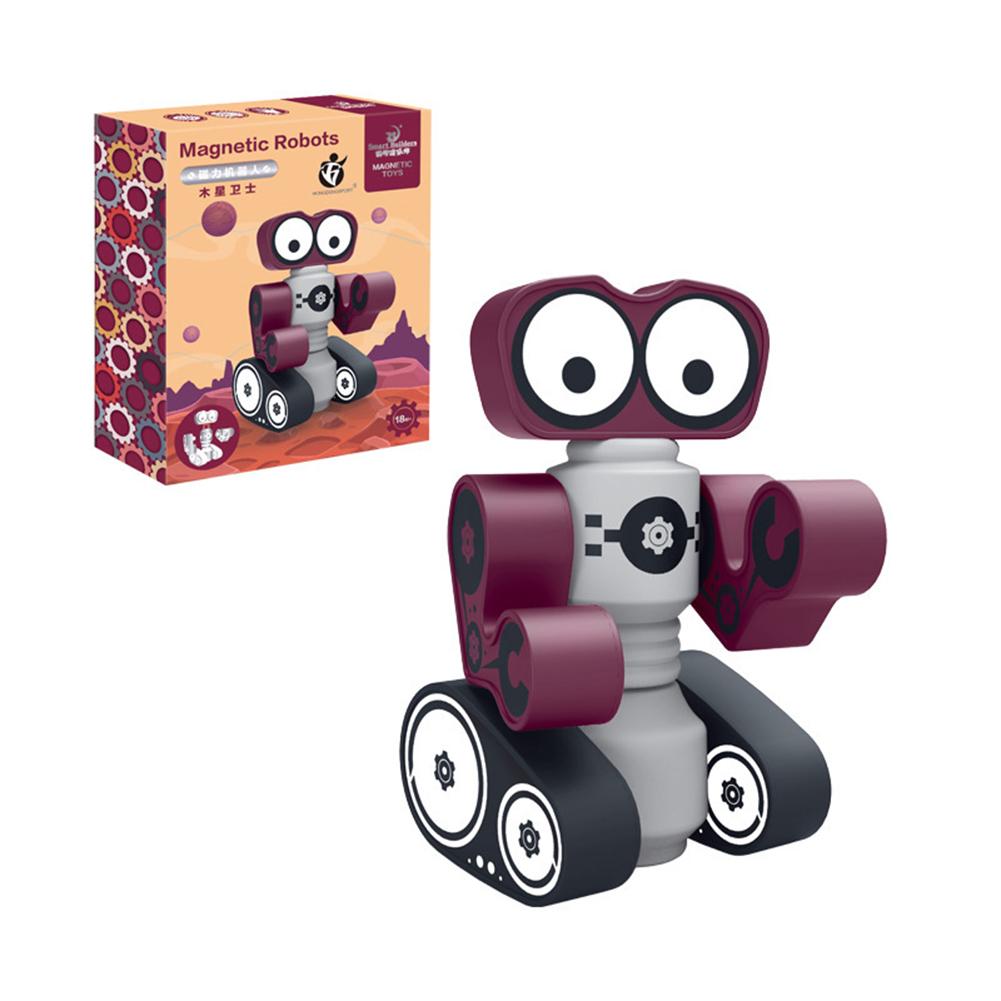 Magnetiske robotter børn magnetiske blokke sæt stabling robotter legetøj pædagogisk legesæt til drenge piger: Orange