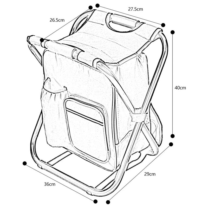 Folding Camping Chair Fishing Tackle Bag with Seat Heavy Duty Backpack Chair Rucksack Seat Bag Fishing Stool