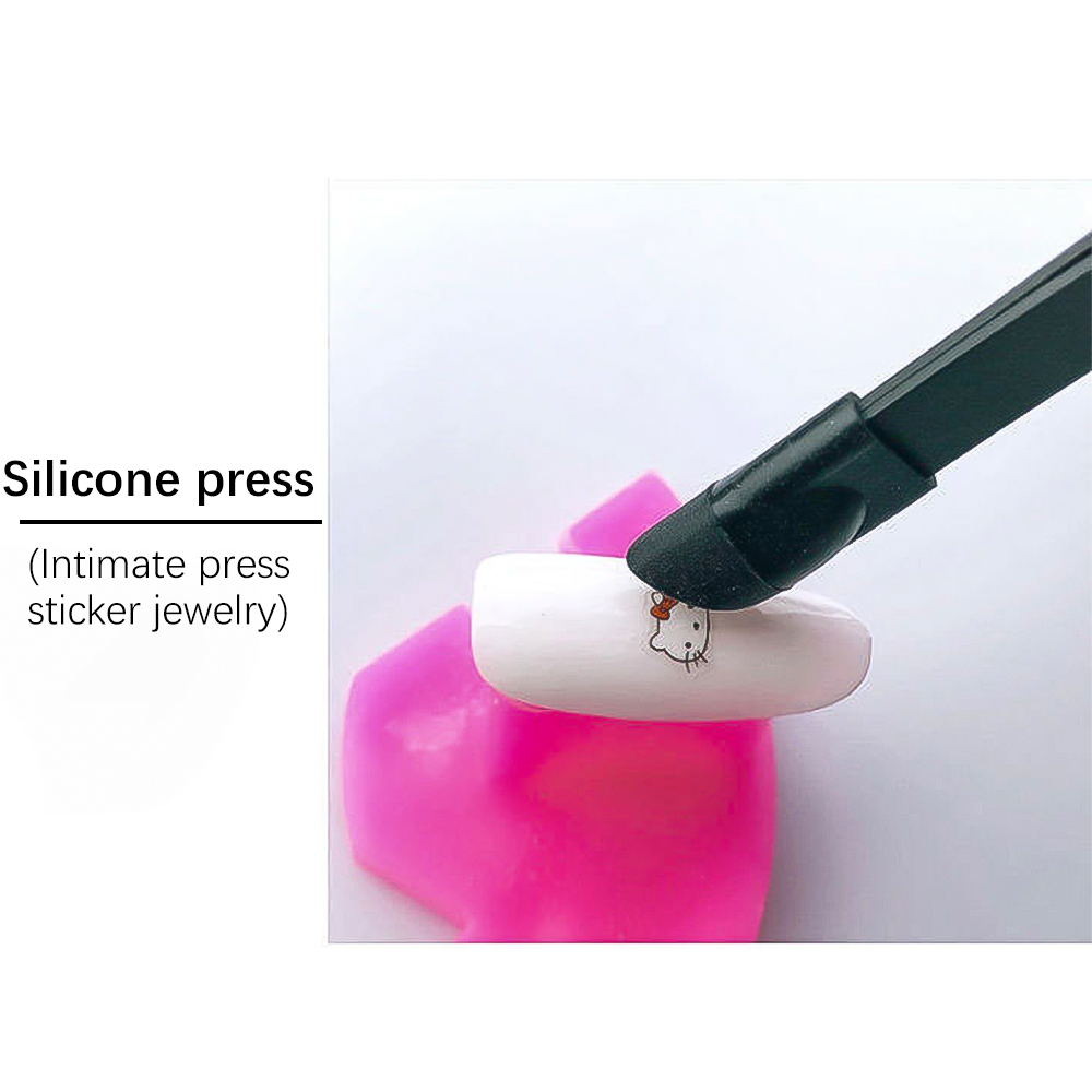 Pinzas de doble cabeza negras/rosas, herramienta de maquillaje de punta inclinada de acero inoxidable, cabezal de prensa de silicona para pegatinas de uñas, pinzas para pestañas