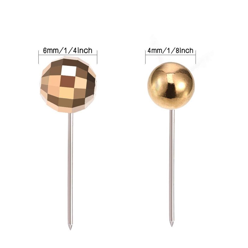 300 Stuks Kaart Kopspijkers Push Pins Met Goud Ronde Kop Staal Punt Voor Bulletin Board, Stof Markering, 1/ 8 Inch, 1/ 4 Inch