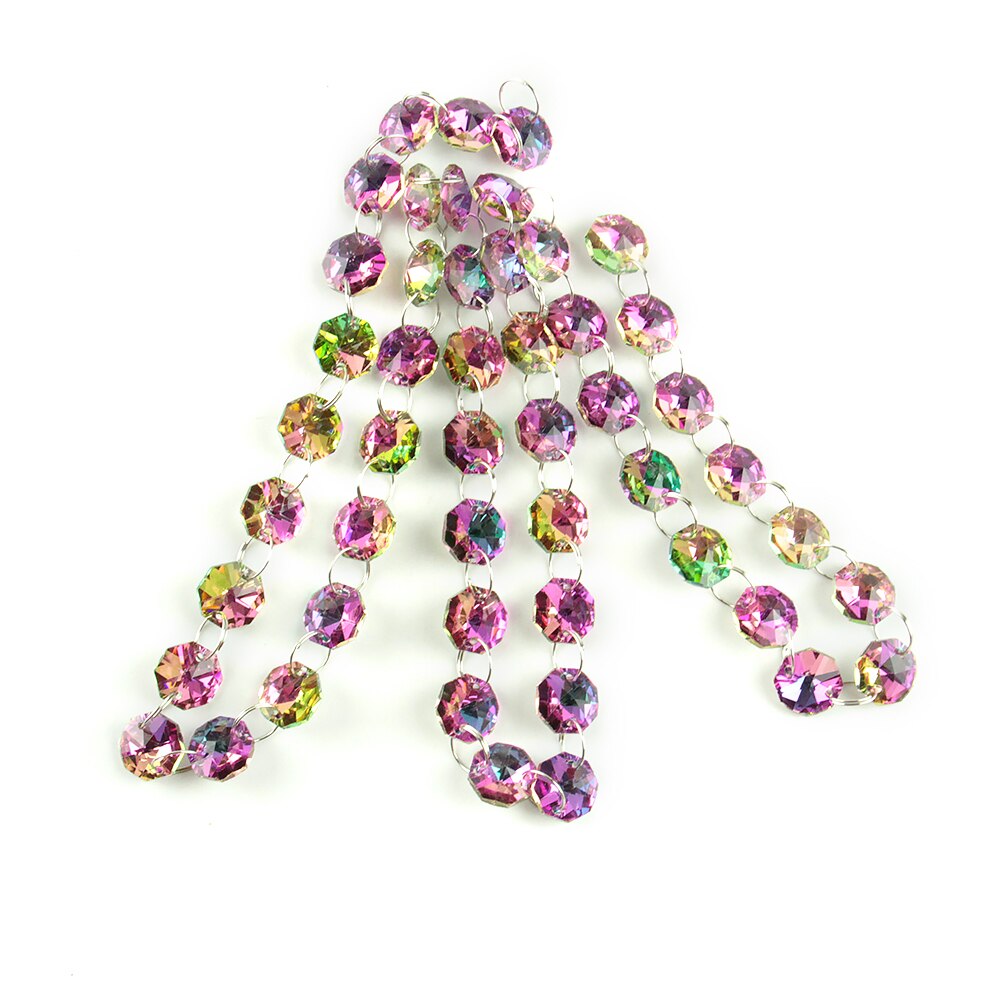 Regnbue guirlande streng hængende krystalglas 14mm perle gardin diamantkæder fest træ bryllup midtpunkt indretning