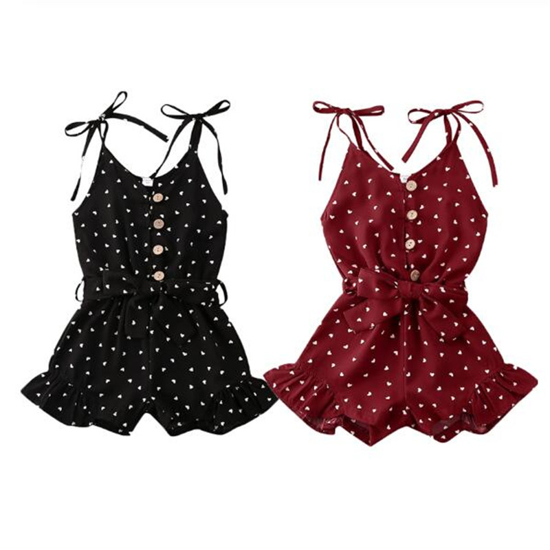 1-6Year Zomer Peuter Overalls Kids Baby Meisje Romper Hart gedrukt Jumpsuit een stuk