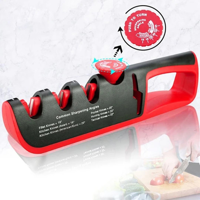 4 In 1 Knife Sharpener Multifunctional Cutter Wheel Grind Scissor Grindstone Sharpening Tools Grinding Machine: 4 in1red