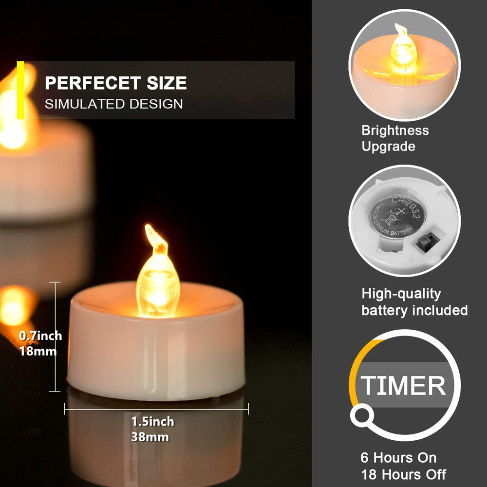 12/24 Stück flammenlose LED-Kerze mit/ohne Fernbedienung, Beleuchtung, flackernde Flamme, Teelicht für Halloween, Weihnachten, Heimdekoration