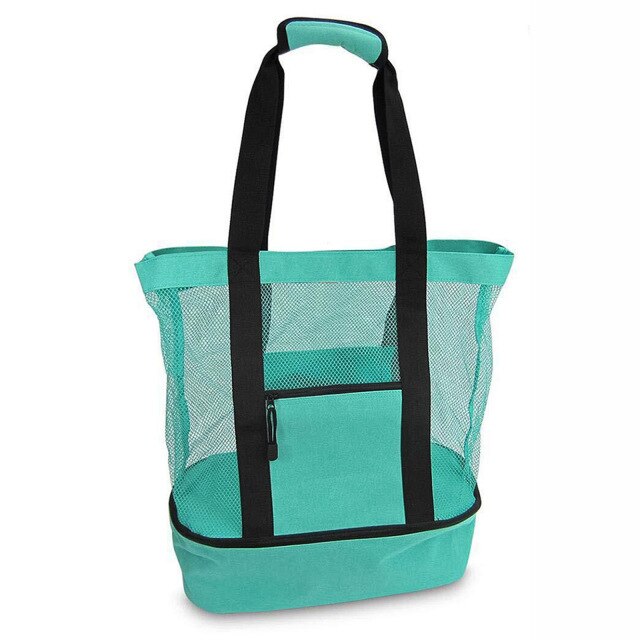 Bolsa de pícnic para viaje al aire libre, aislante de playa y mantenimiento fresco, bolsa de playa de malla, creativa, multifuncional, paquete de comida de hielo: Green