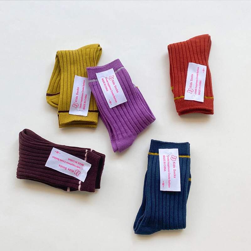 5 Paren/partij Kids Sokken Lente &amp; Herfst Katoen Gestreepte Knie Hoge Sokken Voor Jongens En Meisjes Kinderen Sokken 1-8 Jaar