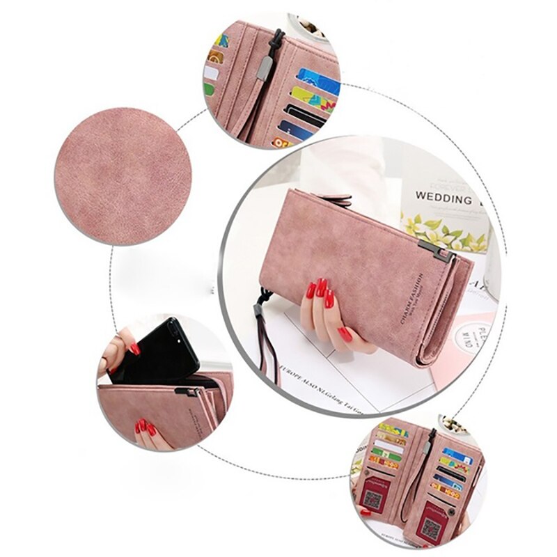 Rea varumärke plånbok dam skrubb läder dam plånböcker dam clutch plånbok lång kvinnlig plånbok carteira feminina