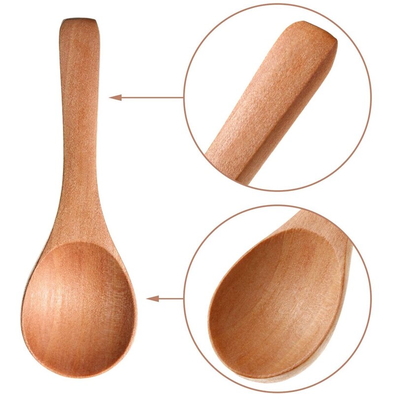 Small Wooden Spo on Tasting Spo on Condiments Salt Spoons for Kitchen Cooking Seasoning Oil Coffee Tea Sugar