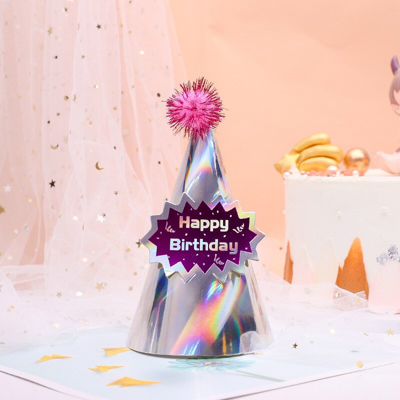 10 stücke Glücklich Geburtstag Hüte Polka Punkt Filz Pompoms Papier Kegel Kappen Baby Dusche Erwachsene freundlicher Geburtstag Party Dekoration Supplie
