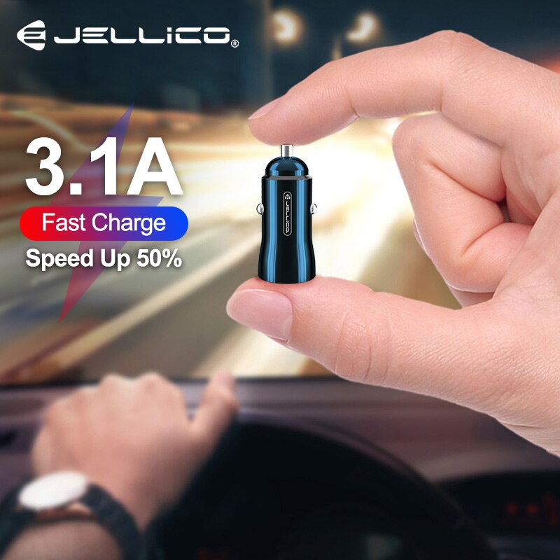 Jellico Qc 3.0 Metalen Dual Mini Usb Car Charger Mobiele Telefoon Oplader 2 Port Usb Snelle Auto Charger Voor Iphone samsung Autolader