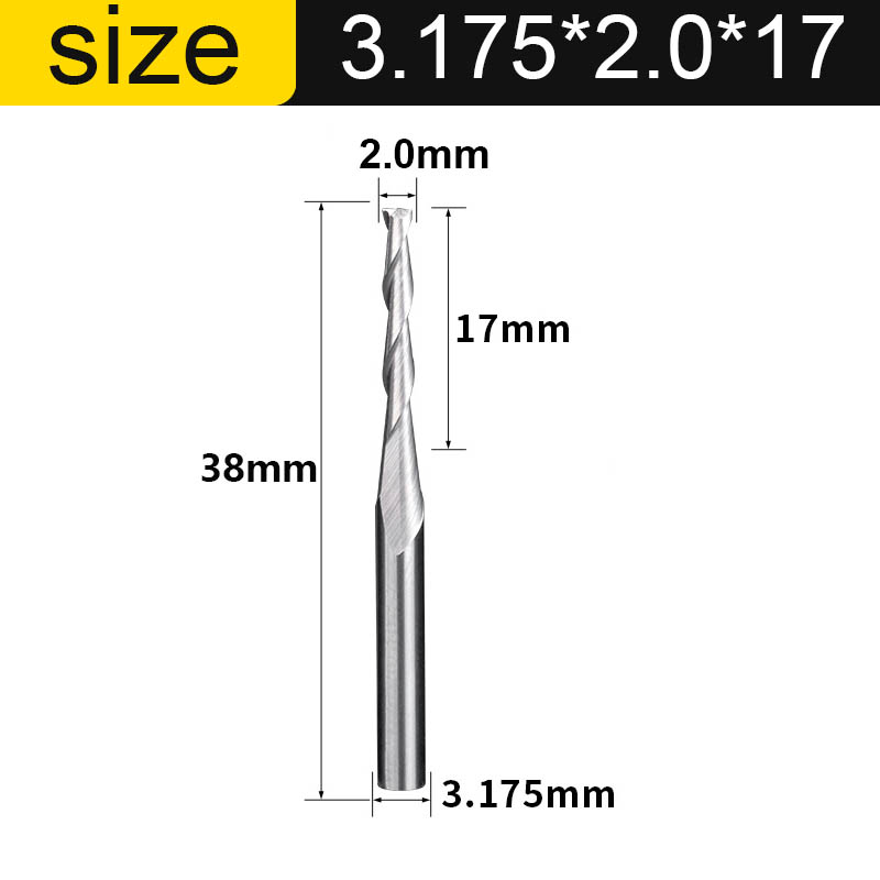 Vsharp 2 Flauti Fresa a spirale Fresa per incisione CNC Punta piatta Upcut Fresa Utensile Punte in metallo duro per legno MDF PVC: > 32mm