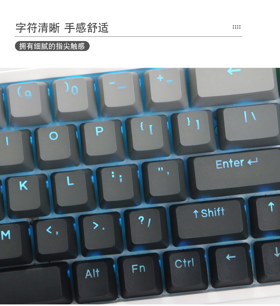 Mechanical Keyboard Keycaps White to Black Gradient PBT OEM Profile Backlit Transparent 68 87 104 Key GK61 Varmilo