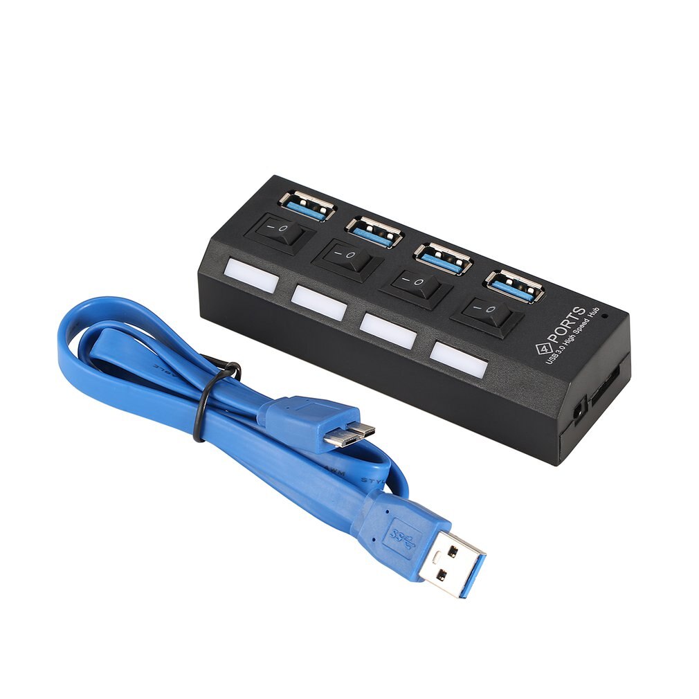 4-Port USB 3,0 Hub High Speed Powered mit Adapter und Unabhängige Schalter Led-anzeige Licht für Spiel Pc smart TV