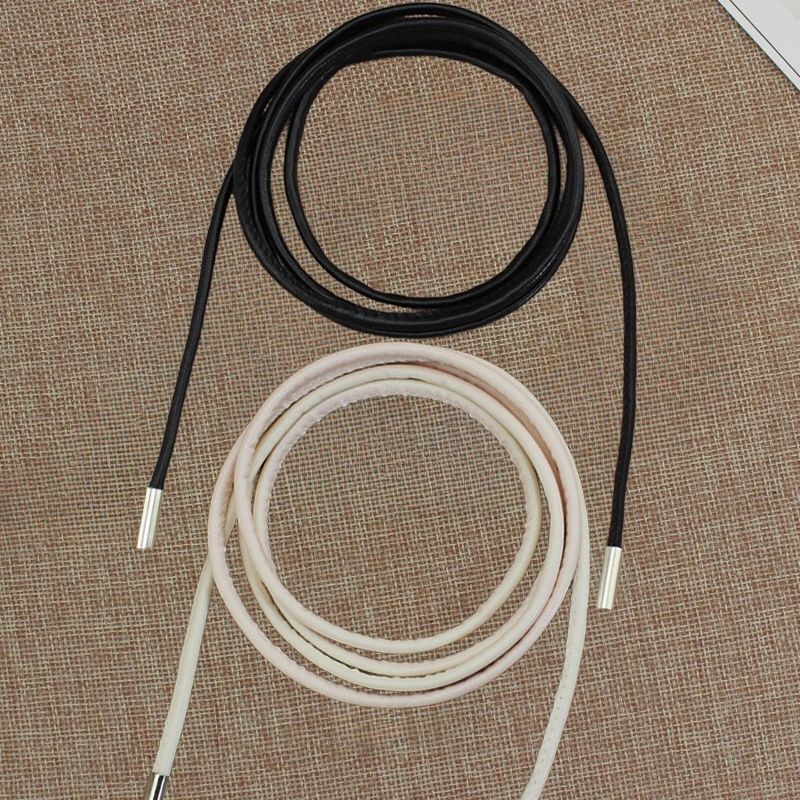 Cinturón de cadena de cintura de cuerda de cuero para mujer, corbata de decoración Simple, 156cm de longitud, cuerda de cintura anudada, pretina de cordón Vintage
