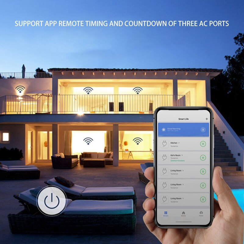 Wifi Smart Socket Alexa Socket Outdoor Waterproof Socket, Smart Phone Application Wireless Remote Control US Plug
