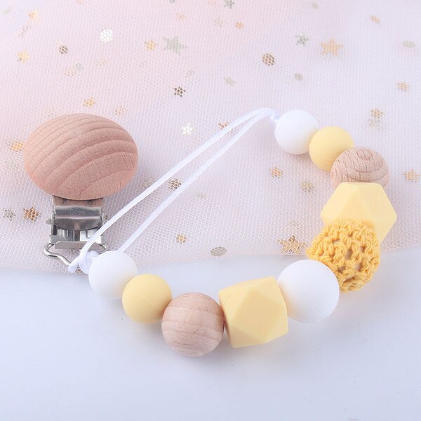 Baby Pacifier Clip Silicone beads Teether Pacifier Holders Teething Toy Attache Clip Baby dummy clip Infant Feeding Baby