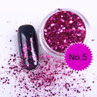 1x Topf 2g Bling funkeln Pulver Staub Nagel Kunst Pailletten 3D Regenbogen Klare Hexagon Scheibe DIY Charme Nagel Kunst Dekor Manikübetreffend HHF: HHF05