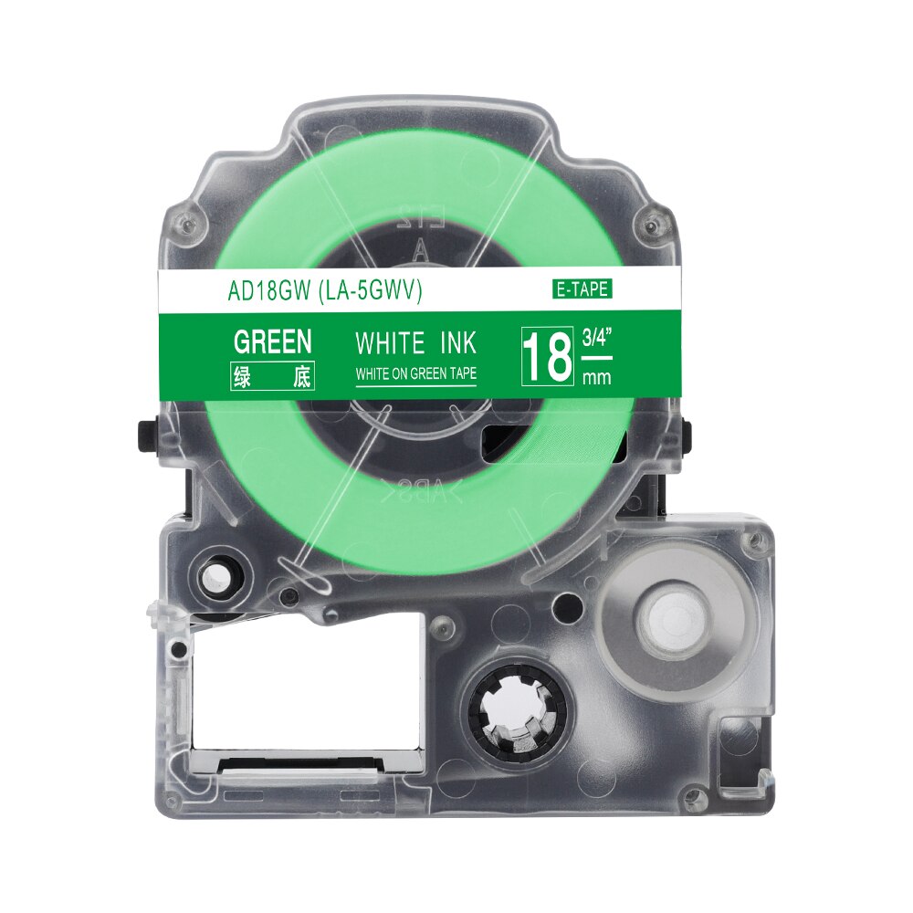 Fimax 1 pakke  ss18kw st18kw lc -5 tbn lc -5 wbn 18mm kompatibel til epson / king jim label maker cartridge label manager til lw -300: Hvid på grøn