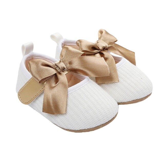 Newborn Princess Bowknot Shoes, Infant Hollow Out Prewalker with Hook and Loop (White, Grey, Pink, Red, Black): White / 13-18 Months