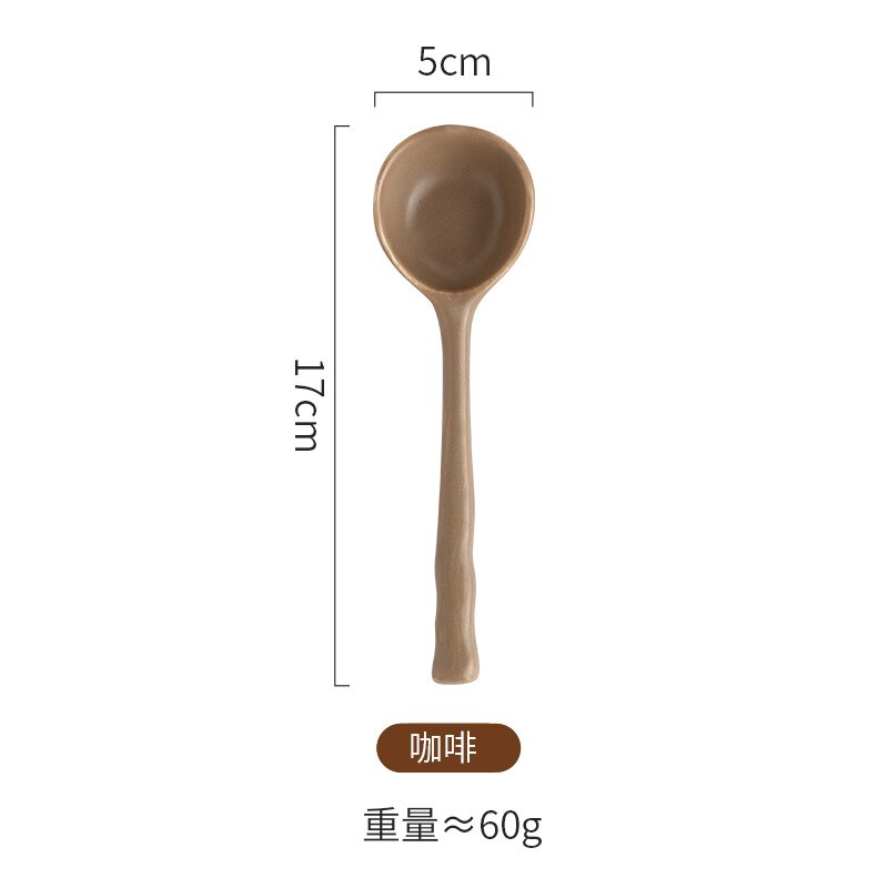 Japanese-style small soup spoon household hand-painted ceramic tableware spoon dessert spoon 1PC: Coffee