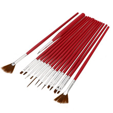 15PCS Face Body Paint Brushes Nylon Hair Painting Nail Brush Set Plastic Handle Drawing Brushes Art Tools Kit