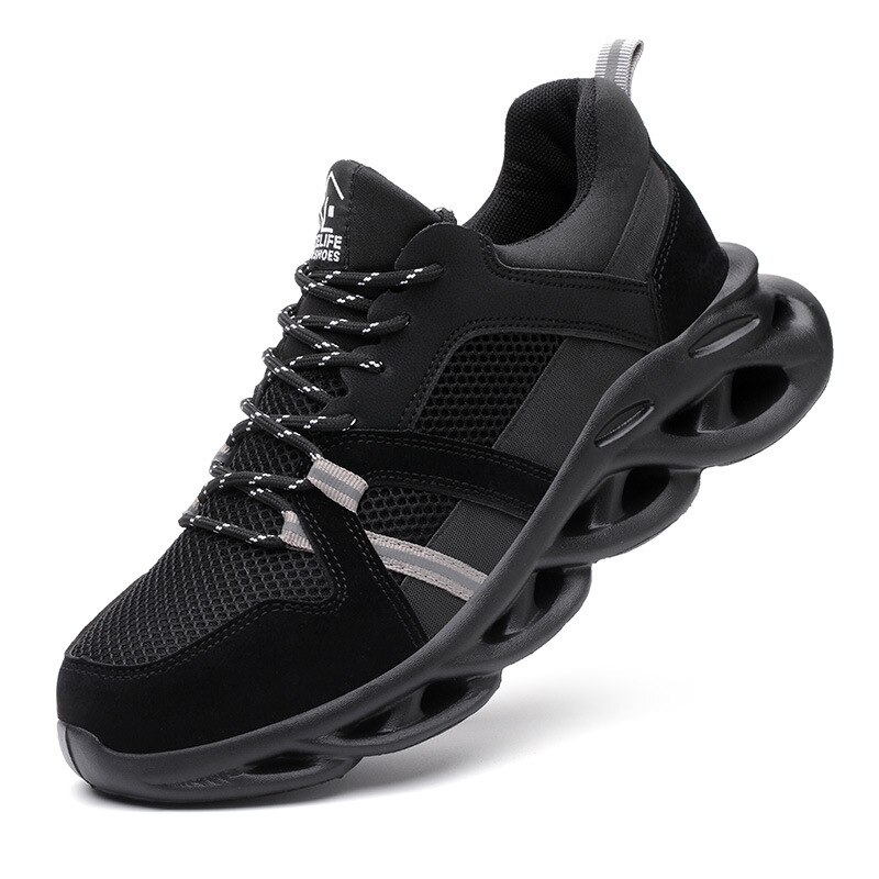 The breathable mesh fabric is light and comfortable, anti-smashing and puncture-proof safety shoes, steel toe cap work shoes: 36