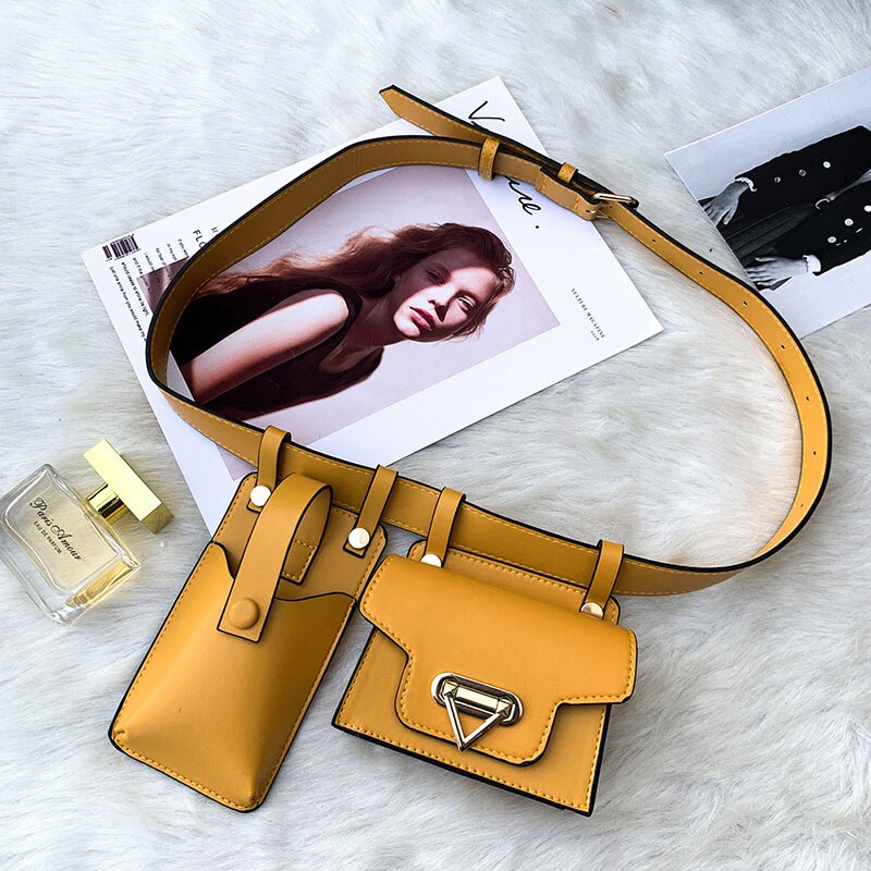 Luxury Waist Bag Phone Bag Female Chest Bag Shoulder Crossbody Bag Purse Woman Fanny Pack: C yellow  Waist bag