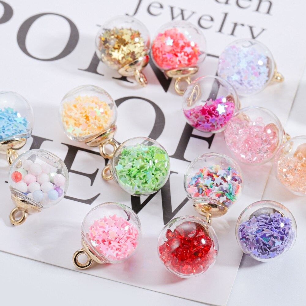 10 Uds. De cuentas de estrella de bola transparente de cristal de 16mm, dijes de lentejuelas, colgante para pulsera, collar, accesorios para hacer joyería DIY