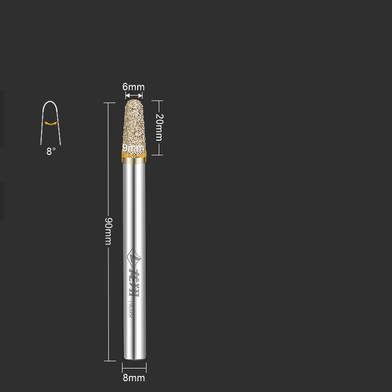 1 st. cnc-slipmaskin i solid hårdmetall med diamantsten för marmor, blåsten och sandsten, konskärare i bottenrelief: 32mm