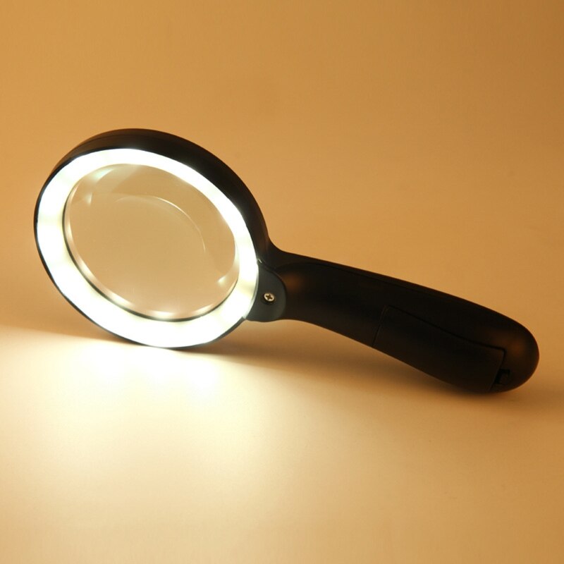 Lighted Magnifying Glass-10X Hand held Large Reading Magnifying Glasses with 12 LED Illuminated Light for Seniors, Repair, 55KD: 10X 12 LED Light