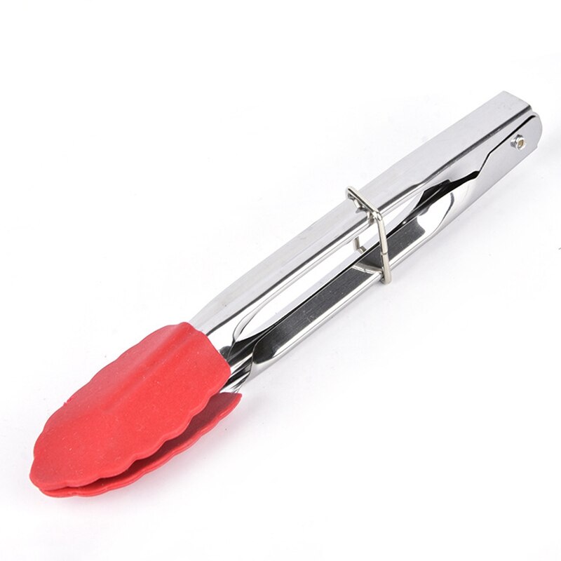 Pinzas resistentes al calor para alimentos de cocina, utensilios de silicona de acero inoxidable para pan, accesorios de cocina, suministros, 1 ud.: 1