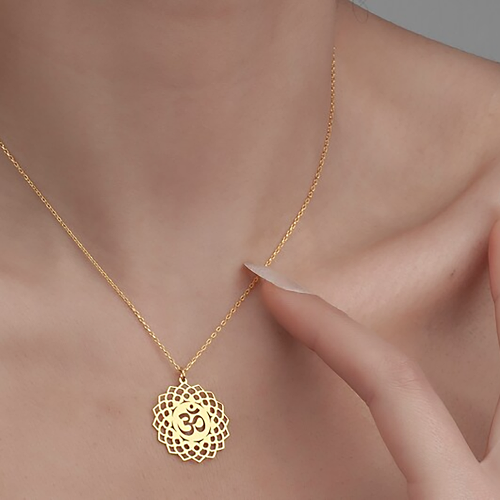 Collar budista hindú de Yoga Om Aum para hombres y mujeres, amuleto talismán sobrenatural, joyería de acero inoxidable, accesorios Shiva