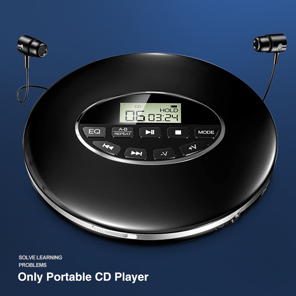 Car Portable CD Player USB AUX Small Support TF Card Music With LCD Display Compact 3.5mm Jack Anti Skip Battery Powered Round
