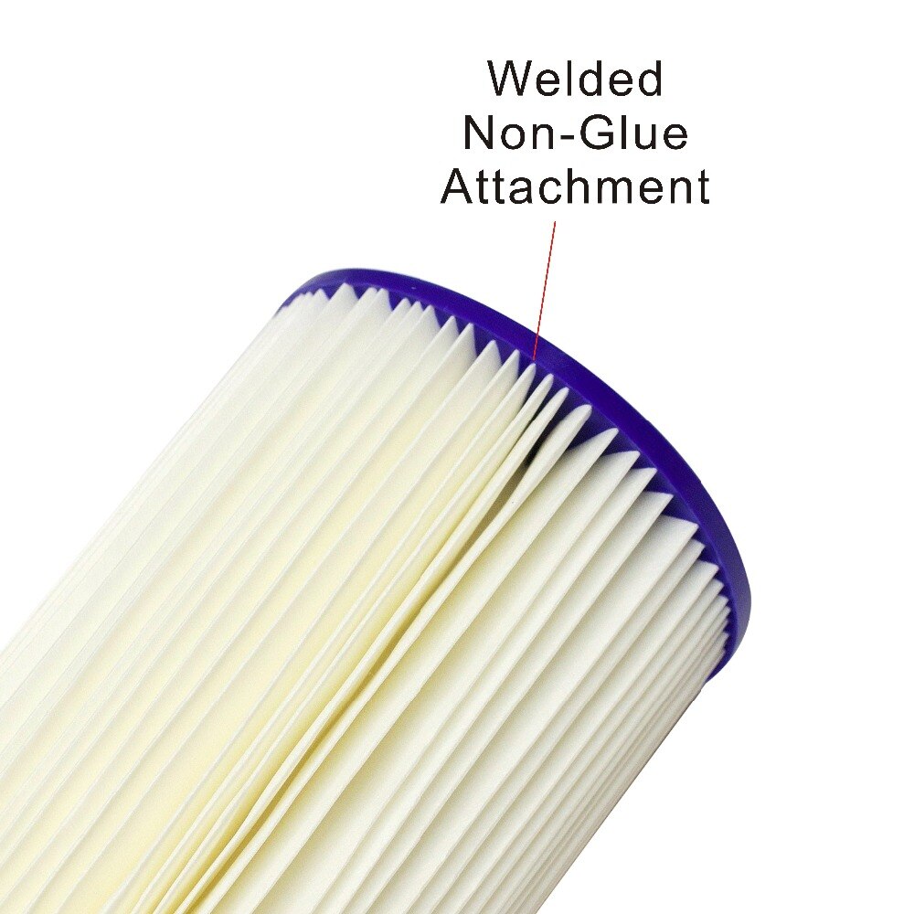 20 Micron - High Flow Whole House Sediment Pleated Filter Cartridge, Washable 10" L x 4-1/2" OD Big Blue Cartridges