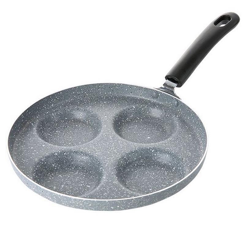 1pc kuumuutta kestävää munapannua 4- kupin munapannu tarttumaton pannu munankeittovälineet kotikeittiövälineet: Tummanharmaa