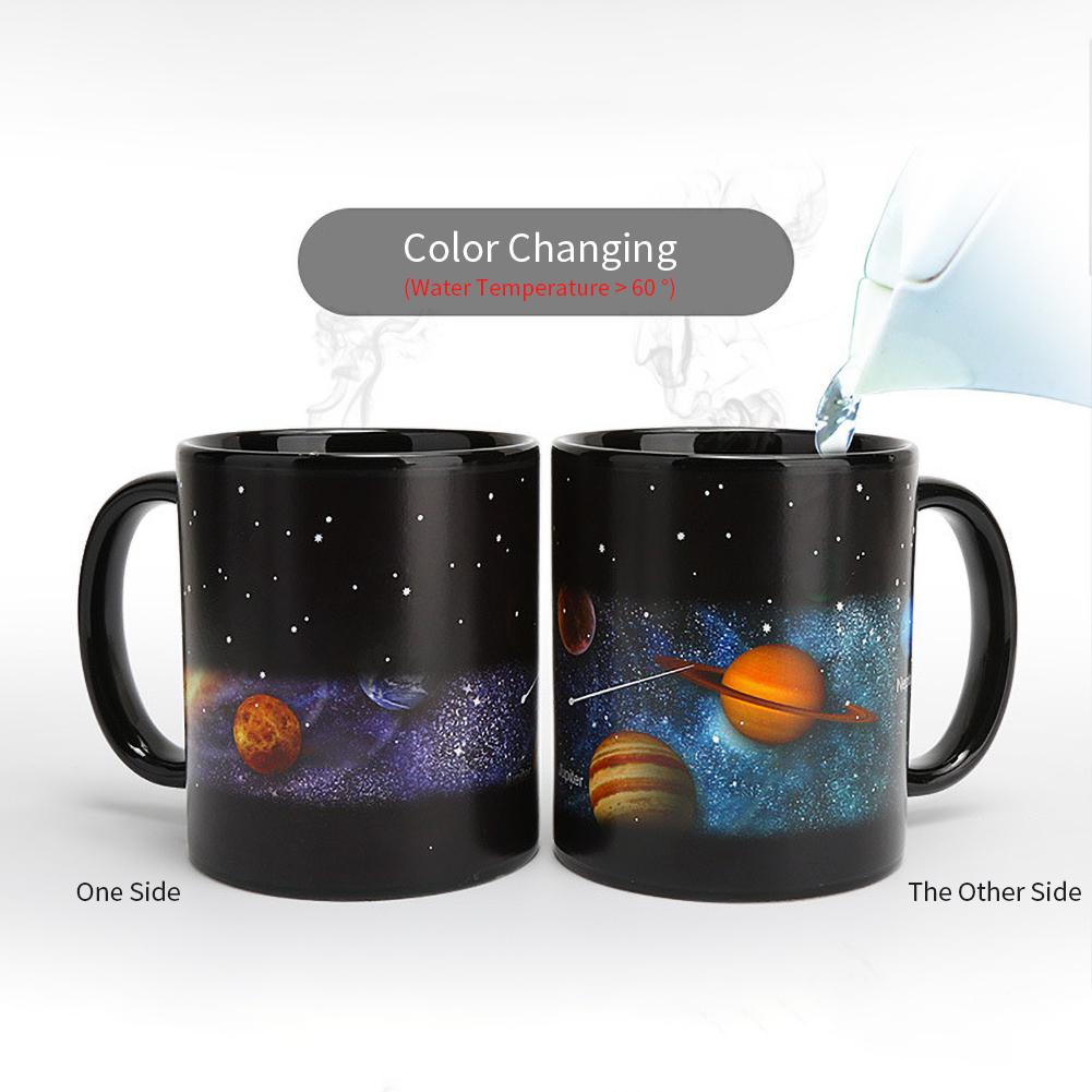 Novel Kleur Veranderen Sterrenhemel Zonnestelsel Warmtegevoelige Kleur Veranderende Innovatieve Koffie Cup Keramische Mok Koffie