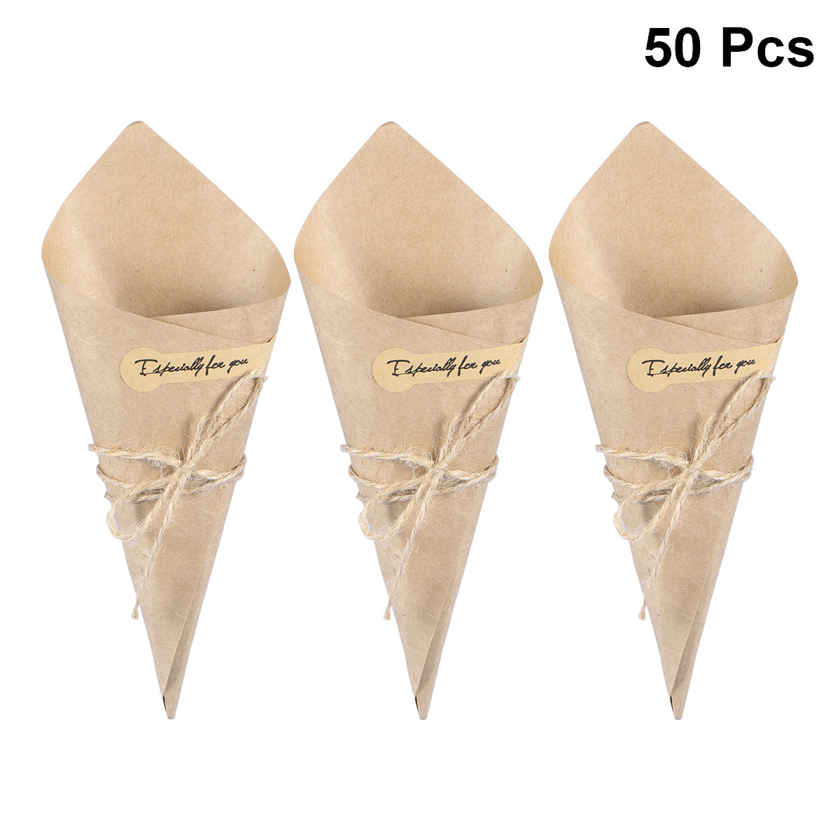 50/100PCS Ice Cream Flower DIY Bouquet Candy Boxes DIY Kraft Paper Cones Wedding Party Supplies Favors Candy Boxes: 50pcs
