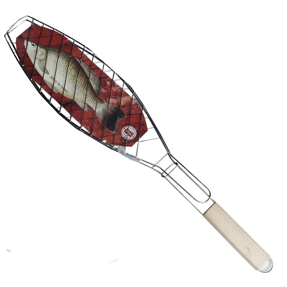 BBQ Flexible Nonstick Burger Outdoor Fish Grilling Basket Accessories With Folding Handle Vegetable Roasting Chicken Portable
