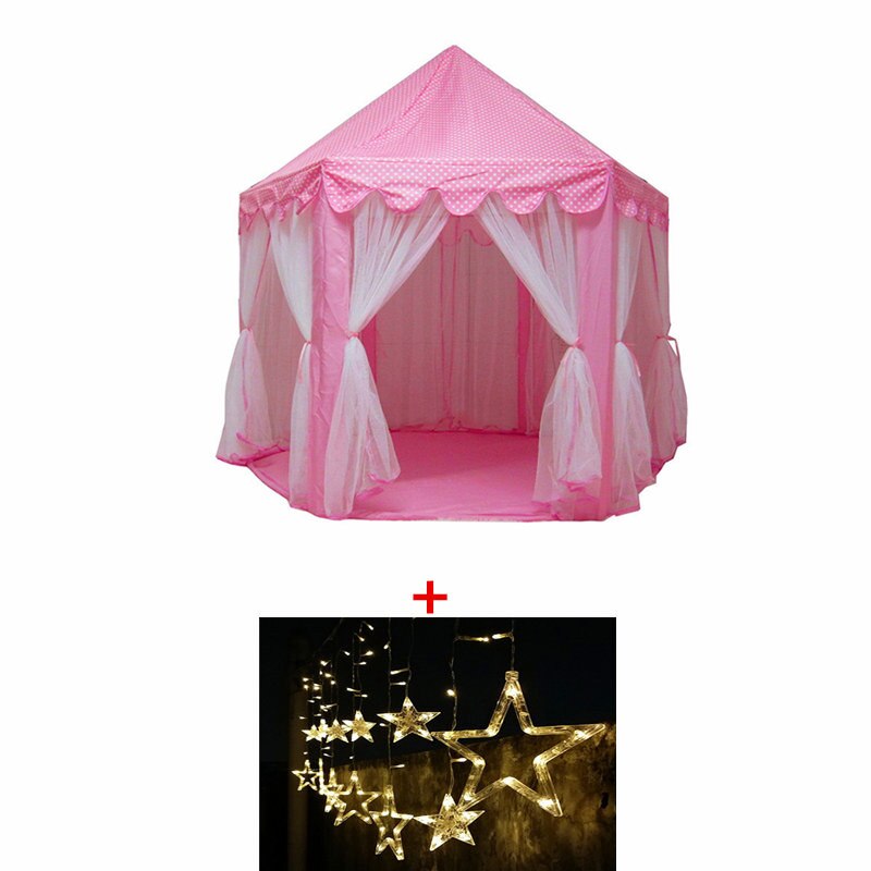 Portatile Princess Castle Gioca Tenda Giocattolo Per Bambini Attività Fata Casa bambini Indoor Outdoor Playhouse Tenda Della Spiaggia Bambino che gioca Giocattolo: pink with  big star