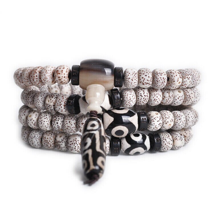 Tibetaans boeddhisme 108 sterren & maan bodhi dzi kralen hanger mala ketting