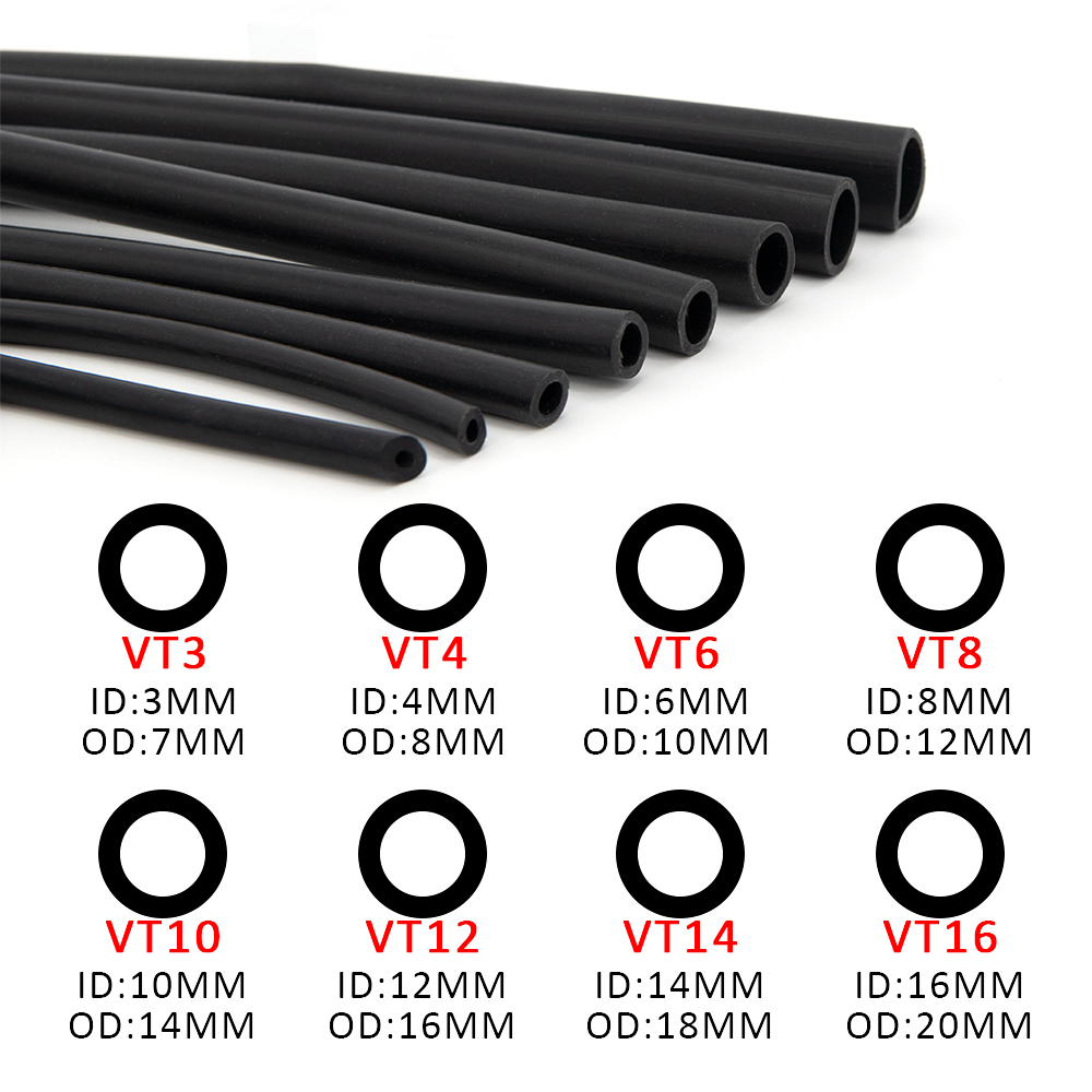 2M Lengte Siliconen Vacuum Tube Slang Silicon Tubing 3/4/6/8/10/12/14/16Mm Zwarte Auto Onderdelen Universele