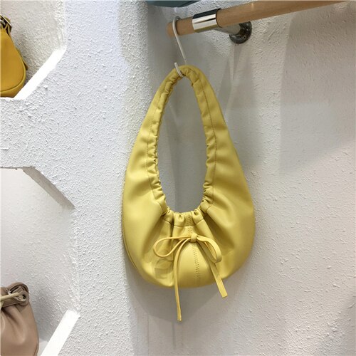 Damestassen voor dames leren handtassen dames wolken handtas messenger schoudertas dames vintage leren dumplings bolso: Geel