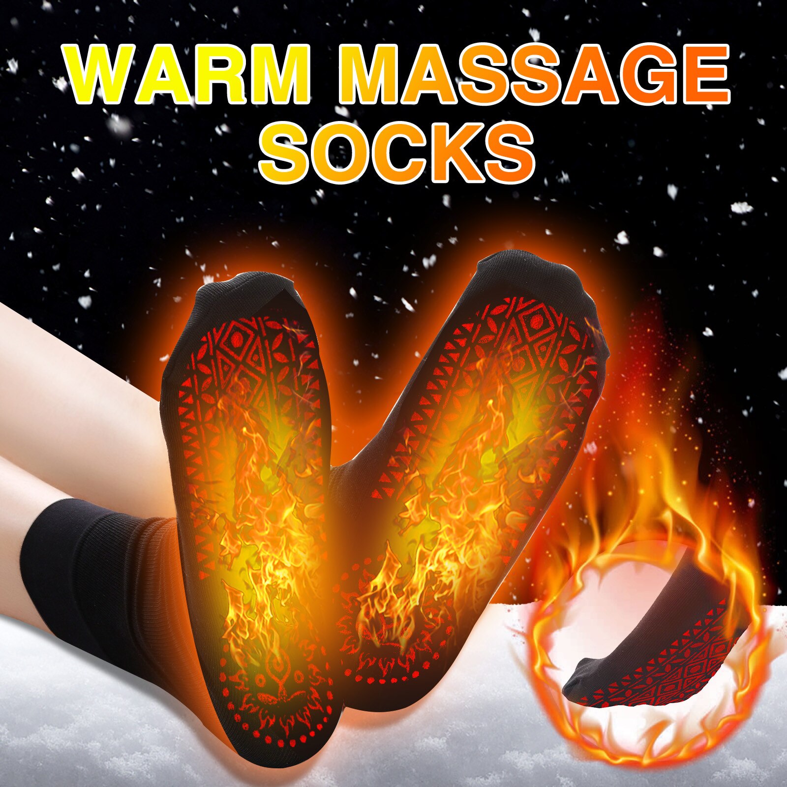 Unisex Solid Color Winter Warm Socks Self Heating Warm Travel Tourmaline Socks Magnetic Therapy Comfortable Pain Relief Socks