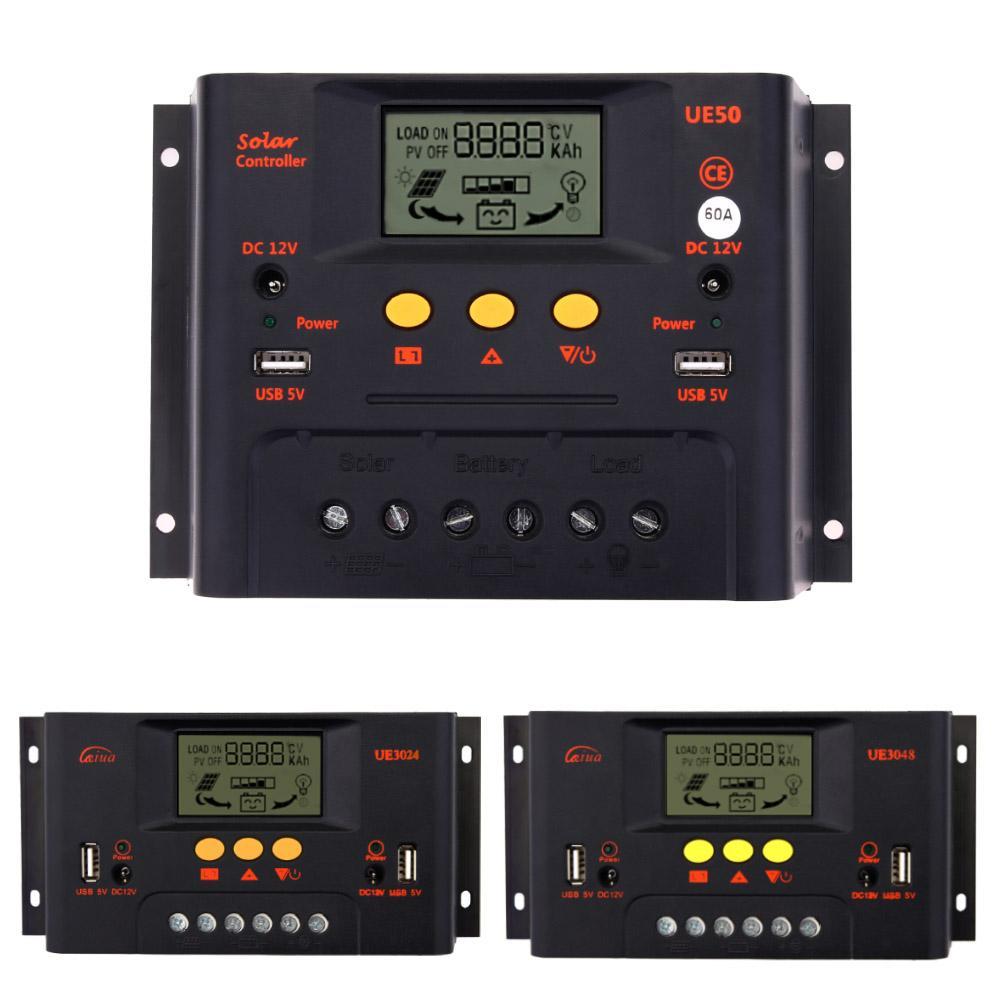 Lcd 30/50/60A Pwm Zonnepaneel Regulator Laadregelaar 12/24/48 Vdual Usb Thuis zonne-energie Solar Apparatuur