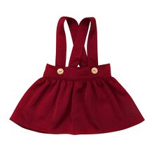 Lovely Girls Summer Strap Skirts Solid Color Baby Girls High Waist Pleated Overalls Party Skirts