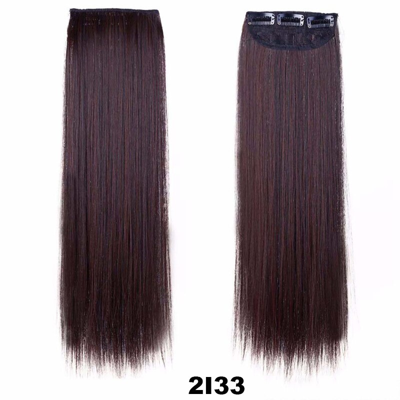 XUANGUANG Extensions Woman Hair Clips In Hair Extension Straight Hair With Clips Blonde Hair Natural 7 Colors 18 inches: 2I33