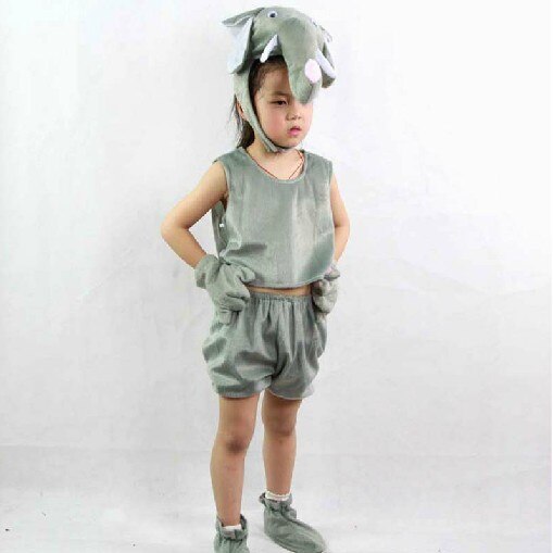Umorden børn børn piger drenge tegneserie dyr kostumer ydeevne jumpsuit elefant børns dag halloween kostume klud: Kort / S