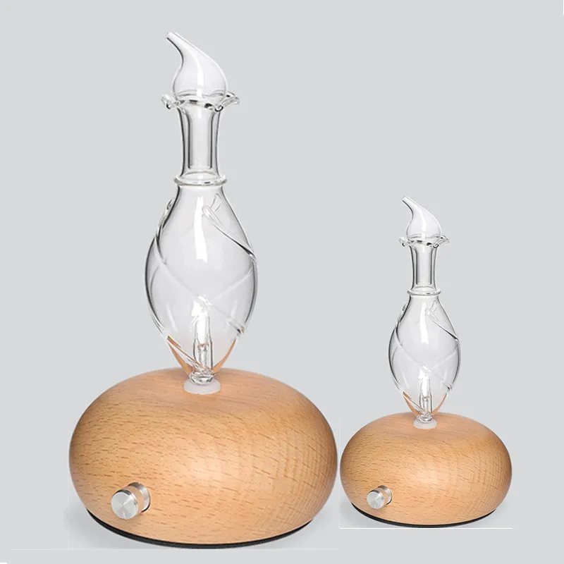 Waterloze Etherische Oliën Diffuser Aromatherapie Geurverspreider Zonder Water Houten Glas Aroma Vernevelaar Verdamper Voor Thuis