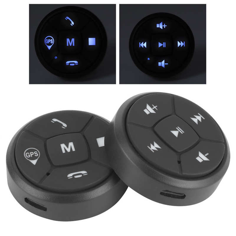 Auto Stuurbediening Knop Radio Volume Gps Draadloze Controller Schakelaar Stuurwiel Radio Afstandsbediening Knoppen Zwart