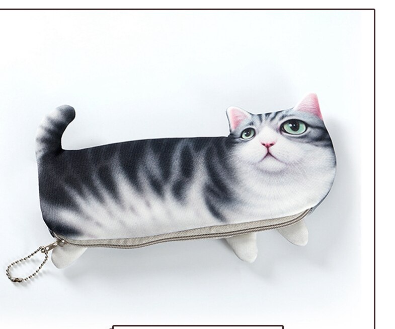 Verbesserte Simulation Fisch Katze Geldbörse Weichem Stoff Bleistift Fall Tasche Kawaii Stift Fall Box für Kinder Geburtstag Schule schreibwaren: cat 4